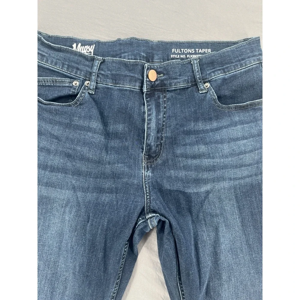 Mugsy Fultons Tapered Fit Jeans Mens 35x30 (Fits 35x27) Dark Rinse Preppy